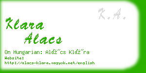 klara alacs business card